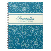 Aangepaste naam Turquoise Floral notebook Notitieboek (Voorkant)