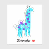 Aangepaste naam Turquoise Giraffe Paarse Bird Lapt Sticker (Vel)