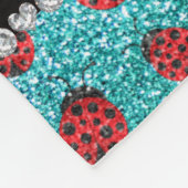 Aangepaste naam turquoise glitter ladybug fleece deken (Hoek)
