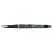 Aangepaste naam turquoise glitter leopard print pen (Voorkant)