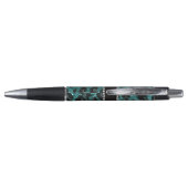Aangepaste naam turquoise glitter leopard print pen (Achterkant)