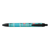 Aangepaste naam turquoise gymnastiek bloemen zwarte inkt pen (Achterkant)