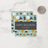 Aangepaste naam Turquoise "Happy Halloween" Notitiekaartje (Voorkant / Achterkant in situ)