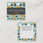 Aangepaste naam Turquoise "Happy Halloween" Notitiekaartje (Voorkant / Achterkant)