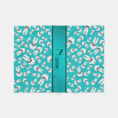 Aangepaste naam turquoise karate patroon fleece deken (Voorkant (Horizontaal))
