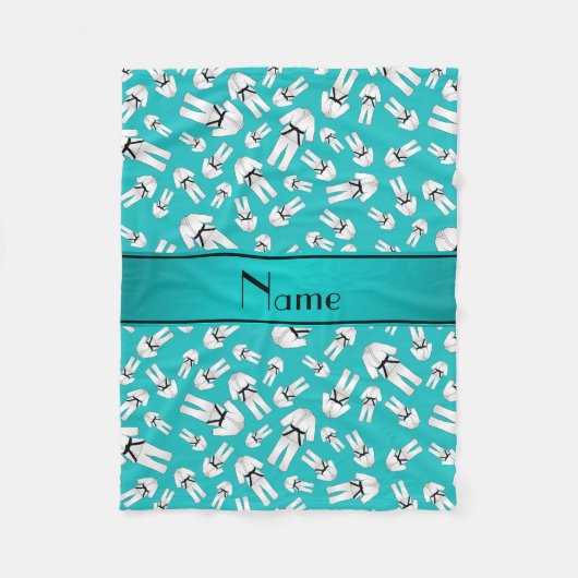Aangepaste naam turquoise karate patroon fleece deken (Voorkant)