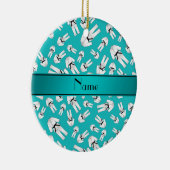 Aangepaste naam turquoise karate patroon keramisch ornament (Rechts)