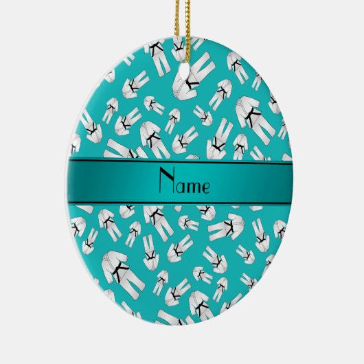 Aangepaste naam turquoise karate patroon keramisch ornament (Rechts)