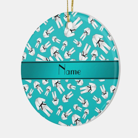 Aangepaste naam turquoise karate patroon keramisch ornament (Links)