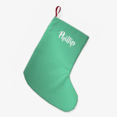 Aangepaste naam turquoise kleine kerstsok (Voorkant (Hangend))