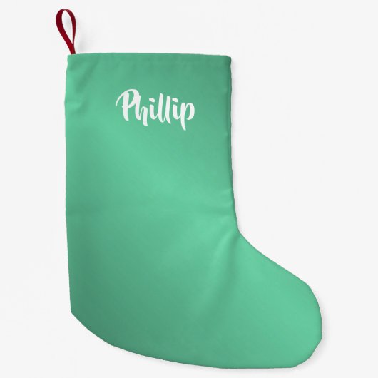 Aangepaste naam turquoise kleine kerstsok (Voorkant)