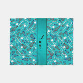 Aangepaste naam turquoise lacrosse patroon fleece deken (Voorkant (Horizontaal))