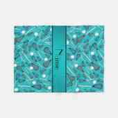 Aangepaste naam turquoise lacrosse patroon fleece deken (Voorkant (Horizontaal))