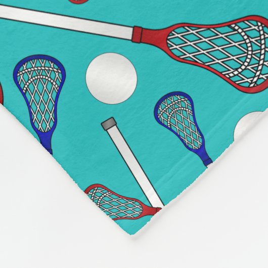 Aangepaste naam turquoise lacrosse patroon fleece deken (Hoek)