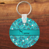 Aangepaste naam turquoise lacrosse patroon sleutelhanger (Voorkant)
