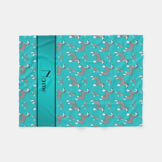 Aangepaste naam turquoise Miniature Schnauzer dogs Fleece Deken (Voorkant (Horizontaal))