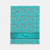 Aangepaste naam turquoise Miniature Schnauzer dogs Fleece Deken (Voorkant)
