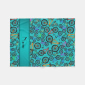 Aangepaste naam turquoise mountainbikes fleece deken (Voorkant (Horizontaal))