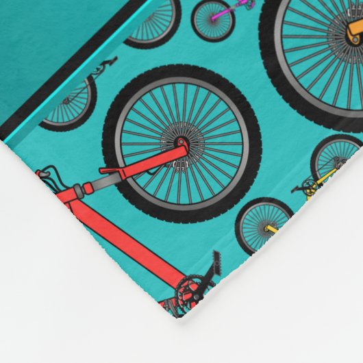 Aangepaste naam turquoise mountainbikes fleece deken (Hoek)