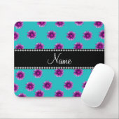 Aangepaste naam turquoise paarse roze bloemen muismat (Met muis)