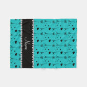Aangepaste naam turquoise paris eiffel tower fleece deken (Voorkant (Horizontaal))