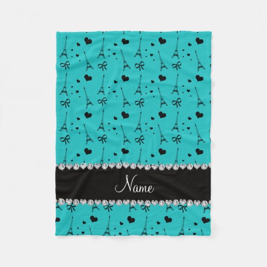 Aangepaste naam turquoise paris eiffel tower fleece deken (Voorkant)