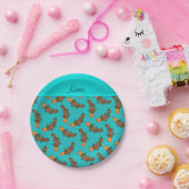 Aangepaste naam turquoise platypus patroon papieren bordje (Feest)