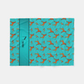 Aangepaste naam turquoise Rhodesian ridgeback dogs Fleece Deken (Voorkant (Horizontaal))