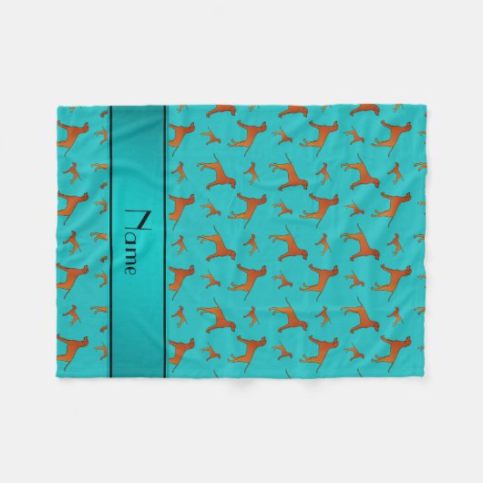 Aangepaste naam turquoise Rhodesian ridgeback dogs Fleece Deken (Voorkant (Horizontaal))