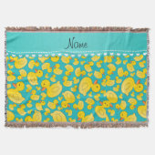 Aangepaste naam turquoise rubberducs blauwe streep deken (Voorkant)