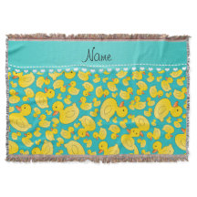 Aangepaste naam turquoise rubberducs blauwe streep