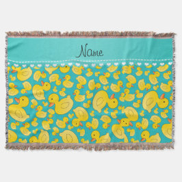 Aangepaste naam turquoise rubberducs blauwe streep deken