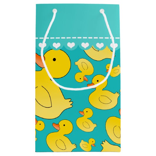 Aangepaste naam turquoise rubberducs blauwe streep klein cadeauzakje (Achterkant)