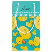 Aangepaste naam turquoise rubberducs blauwe streep klein cadeauzakje (Voorkant)