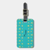 Aangepaste naam turquoise rubbereenden patroon bagagelabel (Voorkant verticaal)