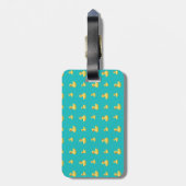 Aangepaste naam turquoise rubbereenden patroon bagagelabel (Achterkant verticaal)
