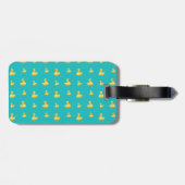 Aangepaste naam turquoise rubbereenden patroon bagagelabel (Achterkant horizontaal)