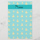 Aangepaste naam turquoise rubbereenden patroon briefpapier (Voorkant)