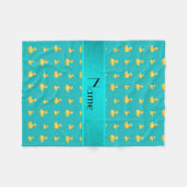 Aangepaste naam turquoise rubbereenden patroon fleece deken (Voorkant (Horizontaal))