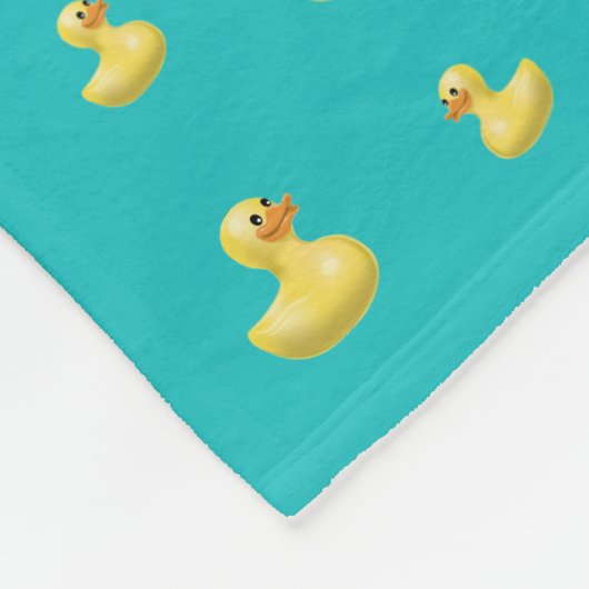 Aangepaste naam turquoise rubbereenden patroon fleece deken (Hoek)