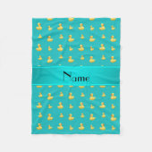 Aangepaste naam turquoise rubbereenden patroon fleece deken (Voorkant)