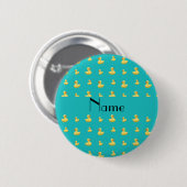 Aangepaste naam turquoise rubbereenden patroon ronde button 5,7 cm (Voorkant /achterkant)