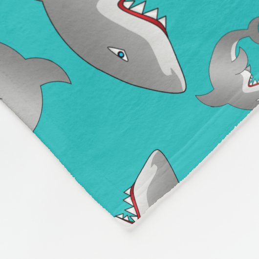 Aangepaste naam turquoise shark patroon fleece deken (Hoek)