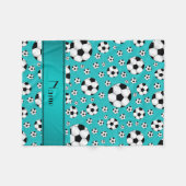 Aangepaste naam: turquoise-voetballen en stripe fleece deken (Voorkant (Horizontaal))
