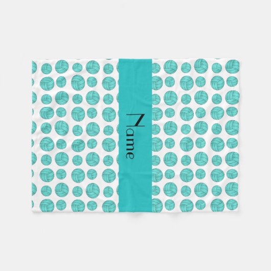 Aangepaste naam turquoise volleyball patroon fleece deken (Voorkant (Horizontaal))