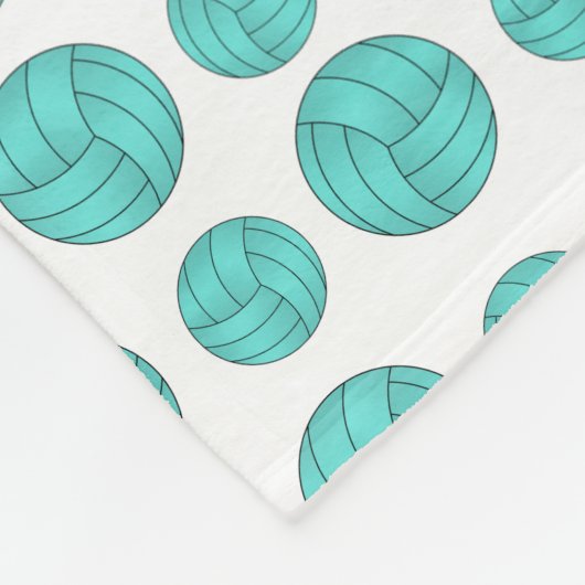 Aangepaste naam turquoise volleyball patroon fleece deken (Hoek)