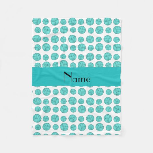 Aangepaste naam turquoise volleyball patroon fleece deken (Voorkant)