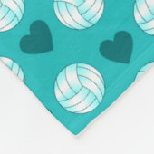 Aangepaste naam turquoise volleyballen en harten fleece deken (Hoek)