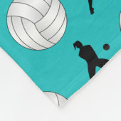 Aangepaste naam turquoise volleyballsilhouettes fleece deken (Hoek)