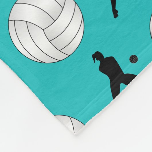 Aangepaste naam turquoise volleyballsilhouettes fleece deken (Hoek)